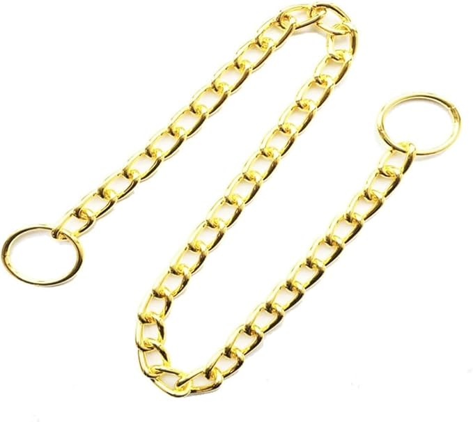 Chain Choke Collar for Dogs, Metal Slip Link Training Heavy Duty Dog Collar Martingale Puppy Collars for XXS XS Small Medium Large Big XL Breed Dogs (Gold, L(Neck Max 20inch) D3.5mm)