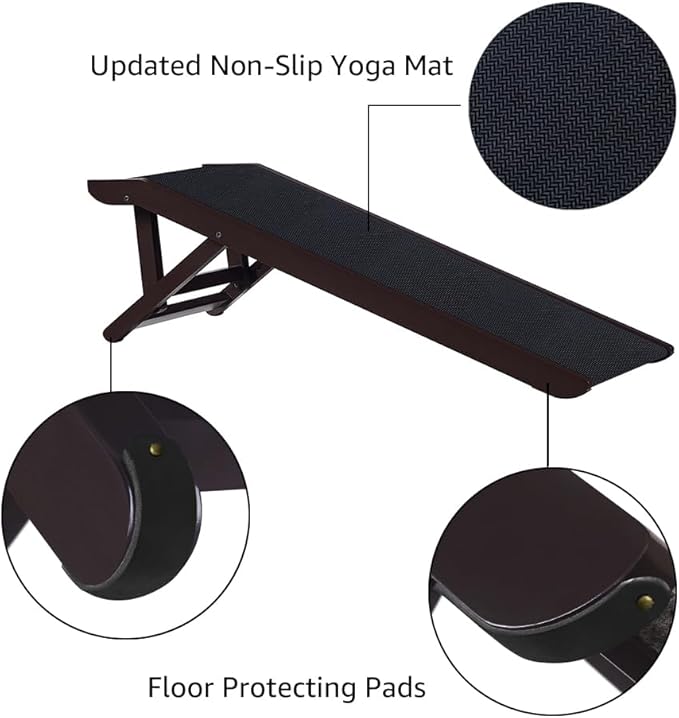 unipaws Foldable Wooden Pet Ramp with Adjustable Height, Dog Ramp to Reach High Bed and Couch, Durable Pet Ladder with Updated Non-Slip Yoga Mat for Dog and Cat (Espresso, Regular)