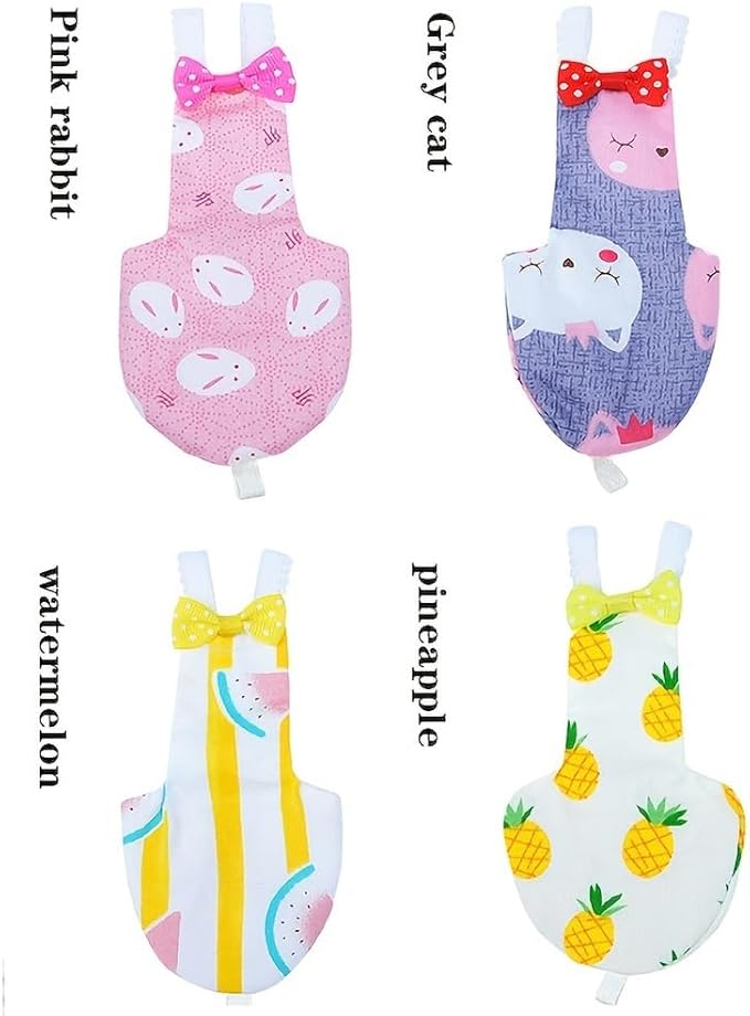 Bird Clothes, 4-Pack Reusable Bird Diapers with Adjustable Strap for Small and Medium Parrots, Cockatiels, Lovebirds, Parakeets (S)