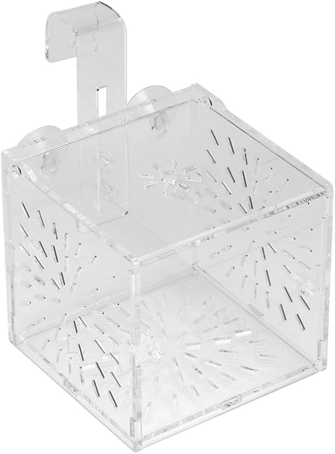 Rosvola Fish Isolation Box, Fish Breeding Incubator Aquarium Hatchery Fish Tank Isolation Box, Incubator Holder Transparent for Shrimp Aquarium(10Cm10Cm10Cm)