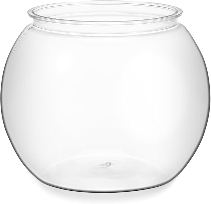 PRETYZOOM Small Plastic Fish Bowl, Clear Round Fish Tank for Betta, Goldfish, Unbreakable Desktop Aquarium, Ornament or Sweet Treats Holder for Home, Office