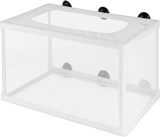 balacoo Fish Isolation Box for Aquarium with Suction Cups Large Size Fish Breeder Net Hatchery Incubator 10.23X5.9X5.9 Inch Separator for Tank Nursery