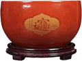 Fish Tank Treasure Bowl Ceramic Fortune Fish Tank Desktop Ceramic Small Treasure Bowl Turtle Feeding Bowl Aquarium(Red,26x14cm)