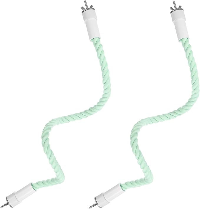 2-Pack Rope Perches for Bird Cages, 23.6 in Length Comfort Grip Flexible Rope Perch Beak & Paw Grinding for Parrots/Cockatiels/Parakeets, Bird Platform Sand [Cyan]