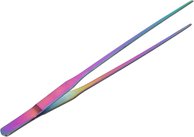27cm Reptile Feeding Tongs, Rainbow Color Aquarium Tweezers Stainless Steel Fishbowl Long Tweezers, Aquascaping Tools for Hold Worms, Reptiles, Lizards, Bearded Dragon(27cm Straight Clip)