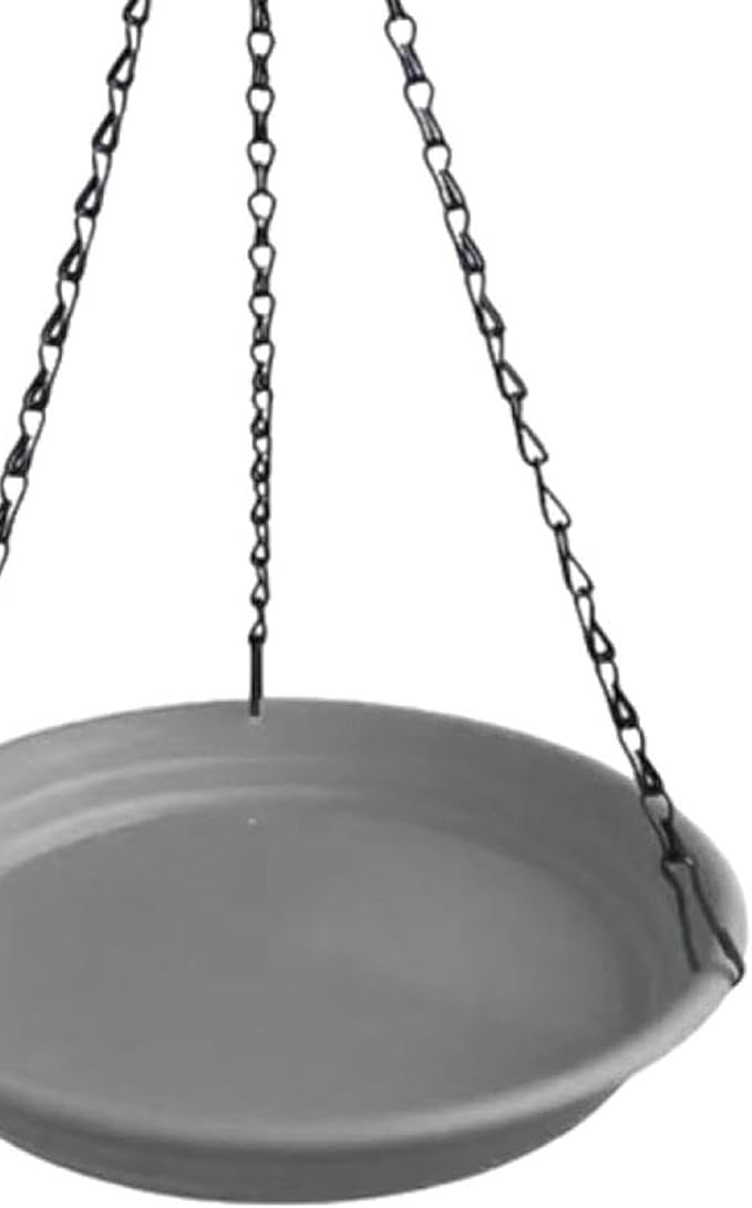 Hanging Bird Feeder and Waterer Tray Bird Food Tray Outdoor Birdbath Hanging Backyard Birdbath for Garden Balcony Trees Lawn, Grey