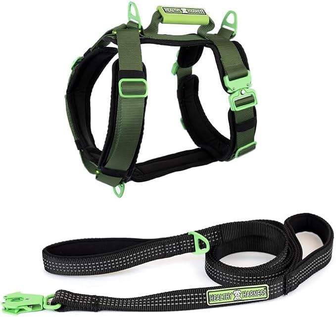 Ultimate Urban Premium Dog Harness - No Choke/Pull/Escape Dog Harness with Adjustable Padding, Heavy Duty, Easy On/Off, High Strength Buckles, Emergency Handle and 3 Connect Points (Black, L)