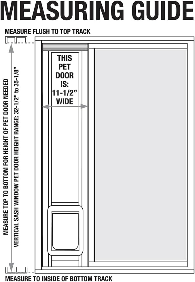 Ideal Pet Products Aluminum Vertical Sash Window Pet Door, Adjustable Sizes to Fit Window Heights from 43-7/8” to 46-1/2”, Chubby Kat 7-1/2” x 10-1/2” Flap Size