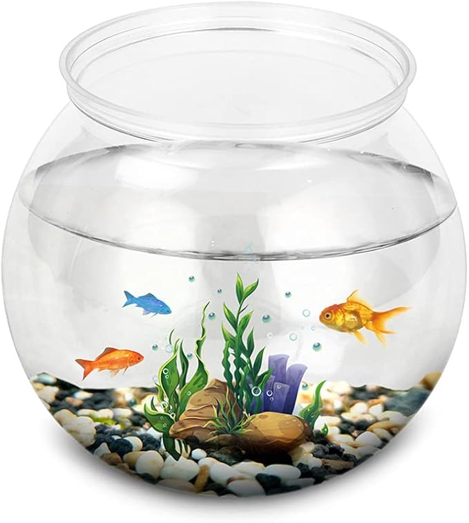 Plastic Fish Bowls Round Aquarium Transparent Fish Keeper Fishbowl One-Piece Construction Shatterproof Starter Kit Clear Round Fish Bowl Plastic