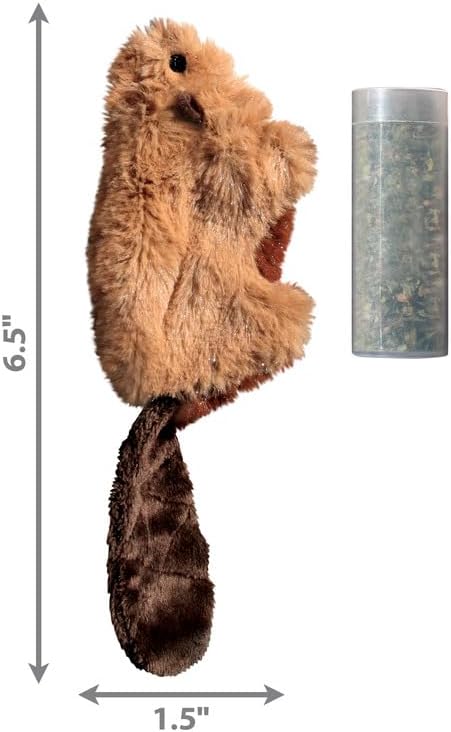 KONG Refillables Catnip Toys, Assorted 2-Pack – Plush Cat Toys with Refillable Catnip Pouch & Premium North American Catnip (Beaver 2 Pack)