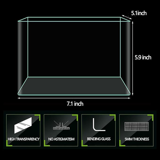 0.9 Gallon Aquarium Fish Tank，Rimless Aquarium Tank，7.1" L × 5.1" W × 5.9" H