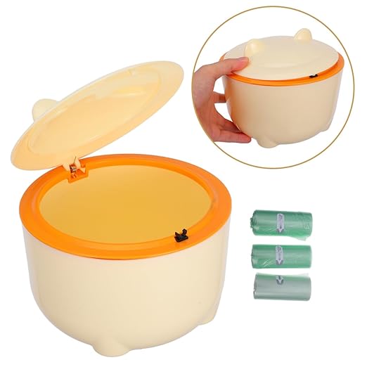 Milisten 1set Cartoon Desktop Trash Can for Pet Litter Portable Waste Bin with Lid Reusable Design for Home Office Bathroom Use Includes Garbage Bags
