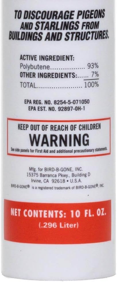 Bird B Gone - Transparent Bird Gel - Bird Repellent Gel (12 Pack), Pigeon Deterrent for Balcony, Bird Deterrents for Outside, Bird Repellent Devices Outdoor, Bird Proof Gel for Pigeons Starlings