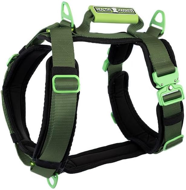 Ultimate Urban Premium Dog Harness - No Choke/Pull/Escape Dog Harness with Adjustable Padding, Heavy Duty, Easy On/Off, High Strength Buckles, Emergency Handle and 3 Connect Points (Green, S)