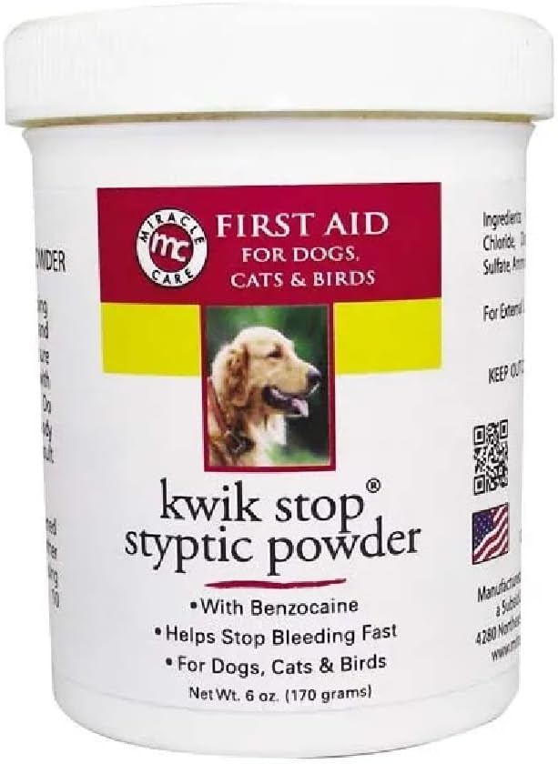 Styptic Kwik Stop Dog Cat Bird Ferret Helps Stop Bleeding Fast Powder Gel Pads or Swabs (1.5 oz Powder)