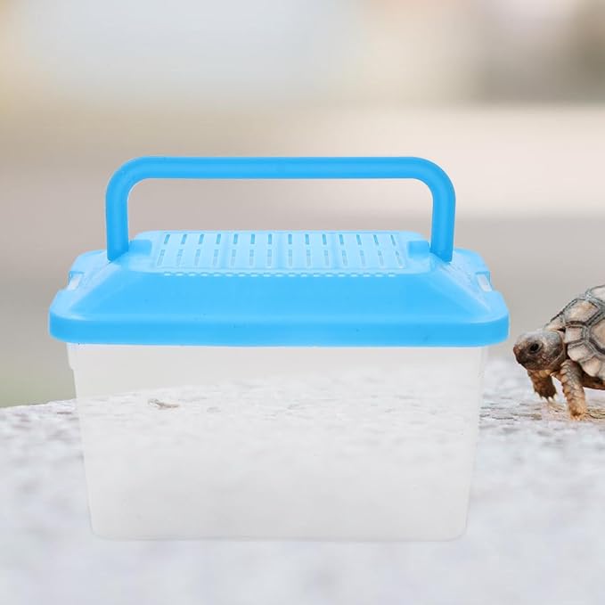 FRCOLOR Portable Plastic Turtle Tank - Transparent Aquarium Carrier Box for Small Pets Ideal for Hamsters Lizards and Fish Easy to Feed and Clean