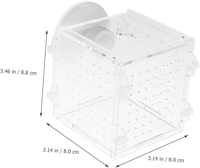 Acrylic Aquarium Fish Breeding Box Isolation Tank 8x8x8.8cm Fish Nursery Case for Aquarium Separation