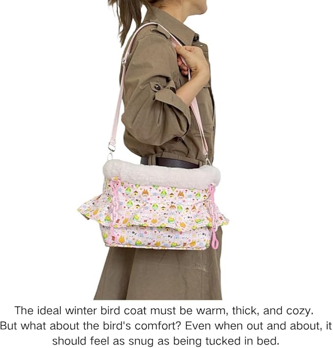 2 in 1 Warm Bird Carrier Bag, Bird Hammock Bed for Cage, Winter Travel Bag, Portable Parrot Outing Bag for Lovebird, Budgie, Conure, Quaker, Small Medium Birds (Purple,Small)