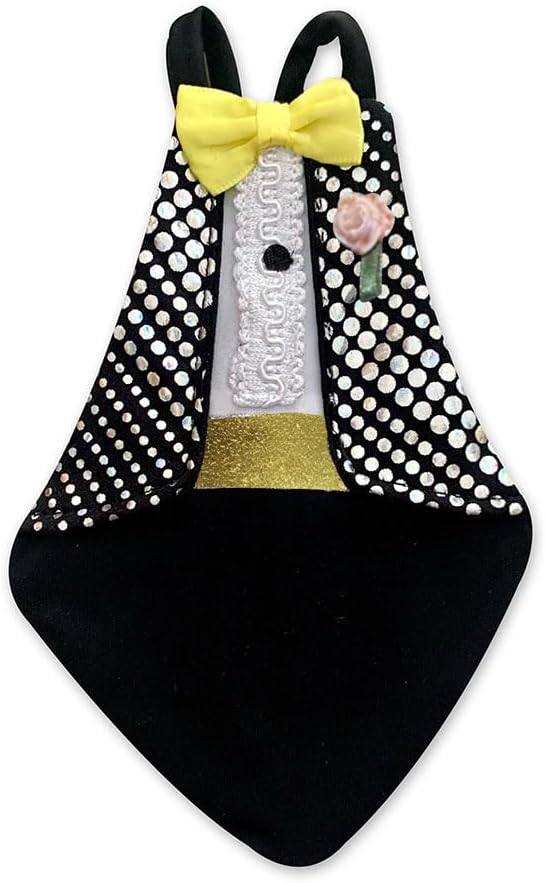 Bev's Bird Boutique Regular Flyper Adjustable Bird Diaper | Reusable, Washable Cloth | Comfort Fit for Parrot, Cockatiels, & Other Small Birds | Fashionable Avian Accessories, Retro Tux, Size 9.5