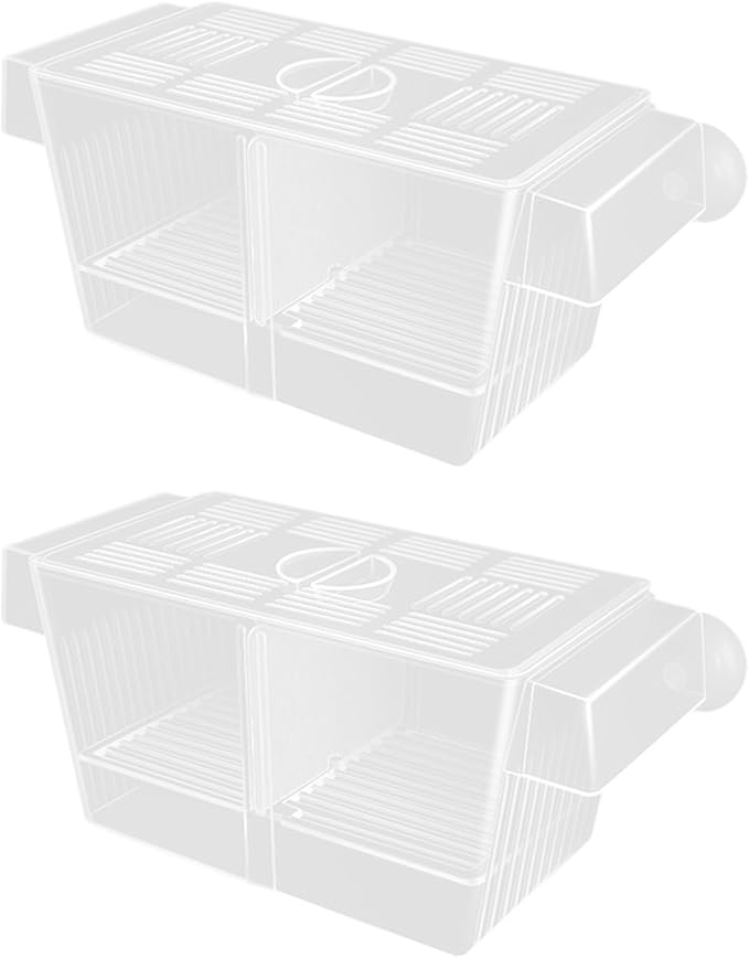 2PCS Clear Aquarium Breeding Box with 2 Divider Suction Cup for Fish Shrimp Fry Protections and Isolation Fish Breeding Tanks