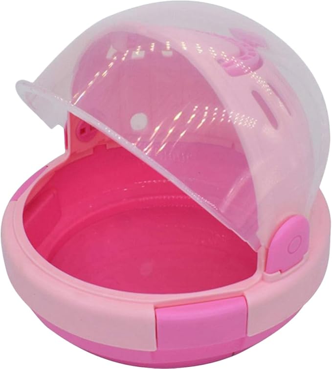 Portable Handheld Bird Carrier Cage with Pink Fleece Nest Pad, Small Parrot Travel Cage for Outdoor Use, Warm Budgerigar and Young Bird Transport, Space Capsule Design