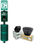 Pet Waste Station Kit with 12in x 18in Aluminum Sign - Rustproof Aluminum - FREE 200 Roll Bags & 50 Can Liners (No Fine Sign)