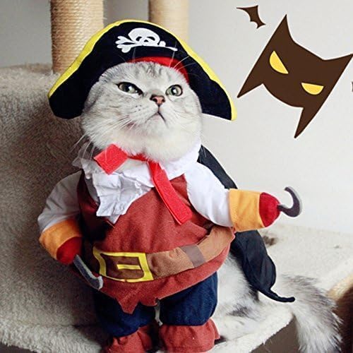 Idepet New Funny Pet Clothes Pirate Dog Cat Costume Suit Corsair Dressing up Party Apparel Clothing for Cat Dog Plus Hat (X-Large)