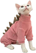 Sphynx cat Clothes, Dinosaur Costume, Hairless Cats Warm Clothes for Cornish Rex and Devon Rex (Red, M(3.5-5.5lbs))
