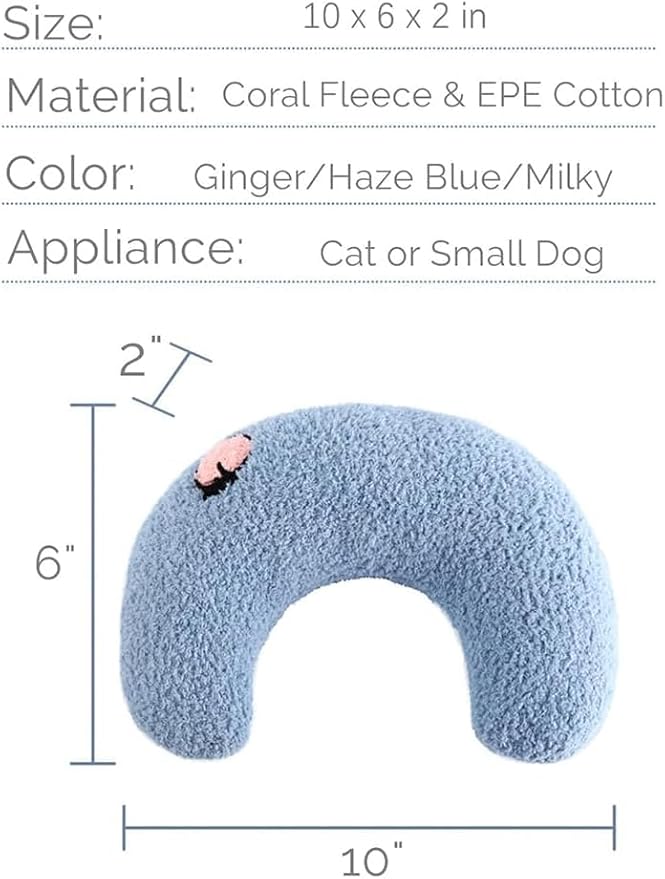Pillow for Cat, Small Moon Pillow for Kitty, Ultra Soft Cat Pillow Sleeping Improve, 10x6x2 Inch, Machine Washable, Quick-Drying, for Cats & Small Dogs (White)