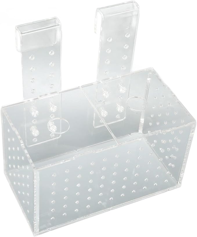 Fish Breeding Isolation Box Acrylic Aquarium Hatchery Transparent with Adjustable Hook - High Visibility, Secure Lid, Suitable for Small Fish Tank Use (17 * 9 * 10CM)