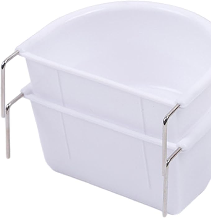 2 Pieces Bird Feeding Dish Parrot Cage Feeder, Feeding Bowl, Cage Bowl Bird Food Tray Sturdy for Conures Budgie Small Animals, 10.9cmx9.8cmx5.4cm