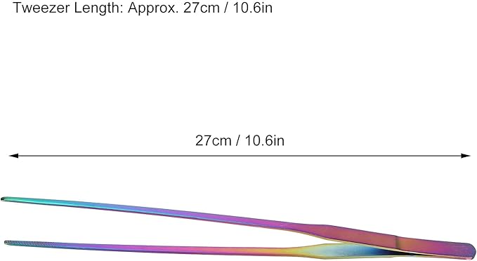 AYNEFY Aquarium Long Planted Feeding Tongs, Stainless Steel Colorful Straight Tweezer Aquarium Plant Maintenance Tools for AquaticPlants 10.6 Inches (27cm Straight Clip)