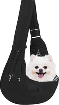 Adjustable Dog Carrier Sling - Hand-Free Dog Carriers for Small Dogs and Cats, Puppy Sling Carrier with Zipper Purse Pocket, Travel Safety Harness, Puppy Essentials (Black)