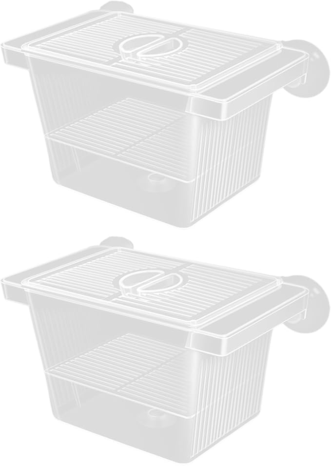2PCS Clear Breeding Box Safe Incubator for Aquarium Fish Shrimp Fry Protections with Water Circulations 2 Dividers Fish Breeding Tanks