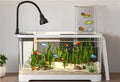 4 Gallon Fish Tank, Small Tabletop Fish Tank, Aquarium with Negative Pressure Tank, Fish Aquarium with Spotlight and Water Pump, Betta Fish Tank Starter Set(White,15.3x8.5x13.4in)