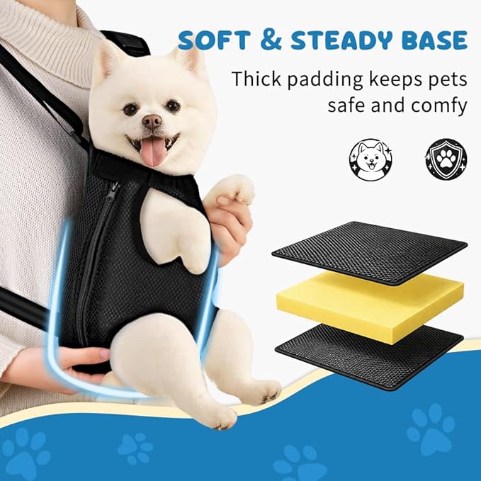 Mosago Dog Backpack Carrier, Legs-Out Chest Carrier for Small Dogs 4–7 lbs, Adjustable Pet Front Carrier with Thick Padded Bottom Support, Easy Fit for Walking, Hiking, Camping, and Traveling