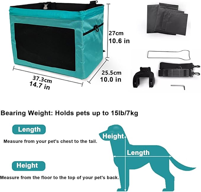 Bicycle Front Basket, Dog Car Seat with Safety Rope, Folding Detachable Quick Release Easy Install, for Pet, Shopping, Commuter, Camping and Outdoor(Color:Blue)