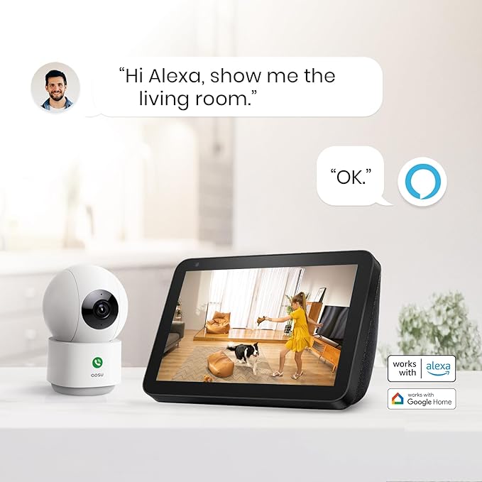 aosu 4MP Security Camera Indoor - 2.5K Baby Monitor Pet Camera 360° for Home Security with 5/2.4 GHz Wi-Fi Router, One-Touch Call, Smart Motion Tracking (2 Pack)