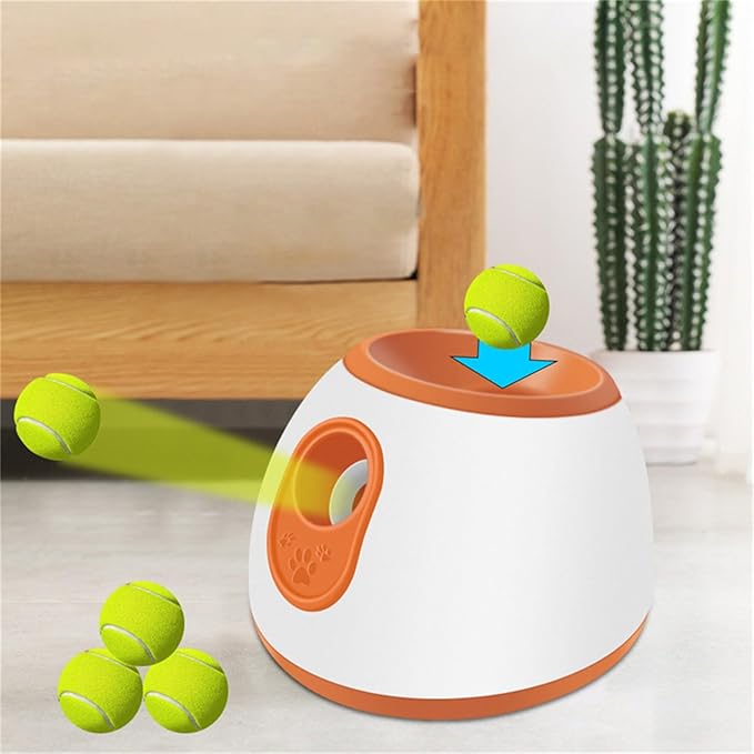 Automatic Ball Launcher for Dogs, Large Silent Dog Ball Thrower with Remote Control, 3 Adjustable Throwing Distances, Rechargeable, Durable, Indoor/Outdoor Use (Grey)