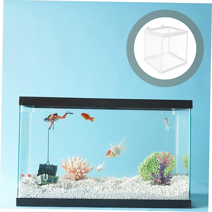 Happyyami Fish Breeder Box Transparent Mesh Isolation Tank for and Fish Easy to Clean Breeding for Aquariums Safe Protection