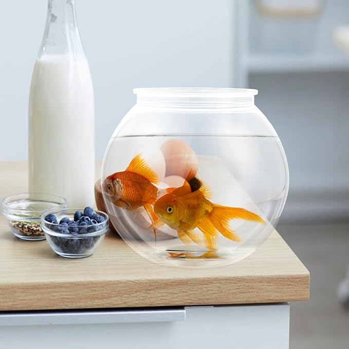 Transparent Plastic Fish Tank Small Round Aquarium for Household Goldfish with Break-Resistant Design Clear Fishbowl for Desk and Home Decoration 7 X 7 X 6.3