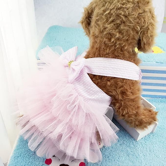Dog Dresses, Fashion Pet Dog Clothes, Striped Mesh Puppy Dogs Princess Dresses (Pink/Blue/Denim(3pack), XX-Large)