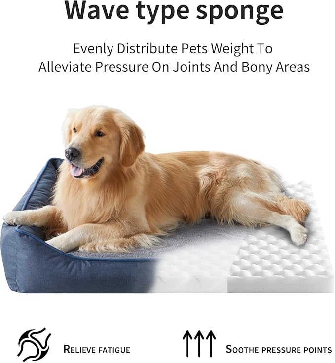 Orthopedic Dog Beds for Medium Dogs, Durable Egg Crate Foam Sofa Dog Bed wit Washable Removable Cover,Waterproof Lining,Pet Bed for Large Dogs (Mustard Yellow, 31.5" L x 25.2" W x 7" Th)