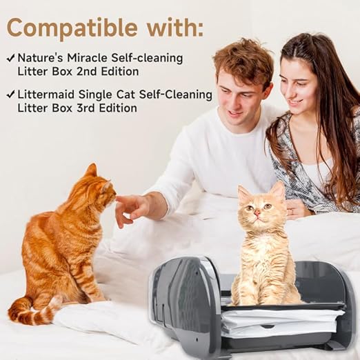40 Litter Box Liners with a Permanent Waste Receptacle Compatible with Nature's Miracle Litter Box 2nd Version and Littermaid 3rd Edition, Litter Box with Cat Litter Liner (Machine NOT Included)