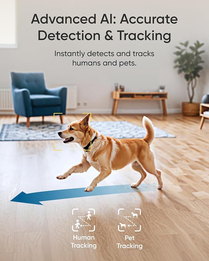 eufy Security 4K UHD Indoor Camera E30,360° Pan Tilt,AI Auto Tracking,Color Night Vision,Pet/Baby Camera with Two-Way Audio,AI Human/Pet Detection,Works with HomeKit,No Monthly Fee, Black