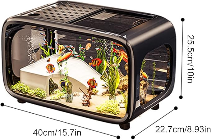 Aquarium Fish Tank - Compact Clear Habitat Bowl, Transparent Aquatic Display Container, Stylish Water Garden Design, Versatile Mini Ecosystem Setup, Aquatic Pets Housing for Betta, Shrimp, Snails