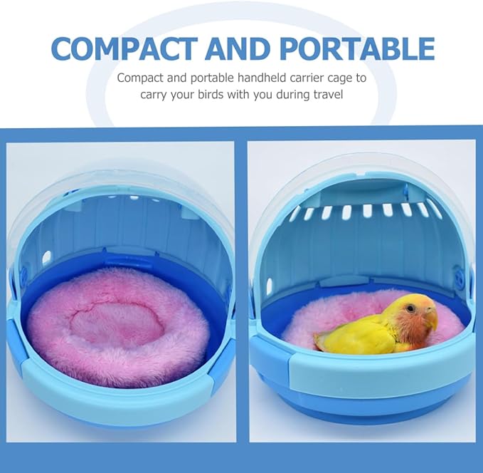 Portable Parrot Travel Cage Handheld Birds Carrier Lightweight with Plush Nest for Budgerigar and Small Parakeets Outdoor Use