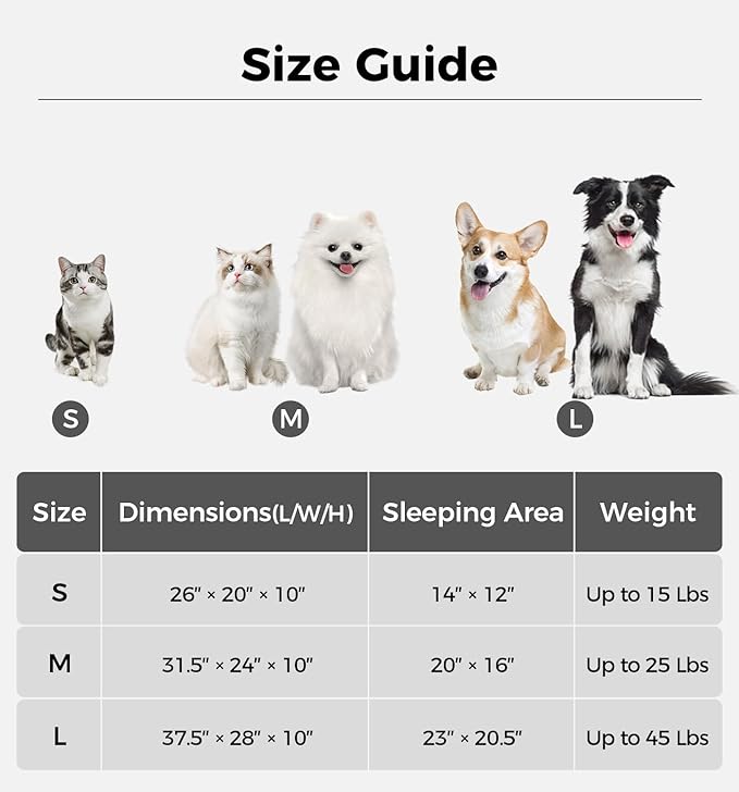 Made4Pets Dog Couch Bed, Soft Faux Fur Checkered Indoor Pet Sofa, Comfortable Fluffy Dog Sofa with Supportive Foam, Removable Washable Cover with Non-Slip Base, White, Large