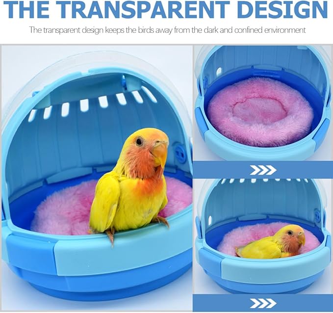 Portable Parrot Travel Cage Handheld Birds Carrier Lightweight with Plush Nest for Budgerigar and Small Parakeets Outdoor Use