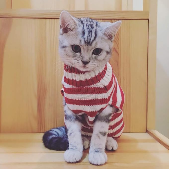 Cat Sweater Christmas Santa Claus Pet Cat Winter Knitwear Warm Clothes X-Small